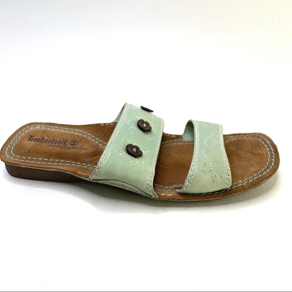 Timberland comfort leather slide sandals green 6.5
